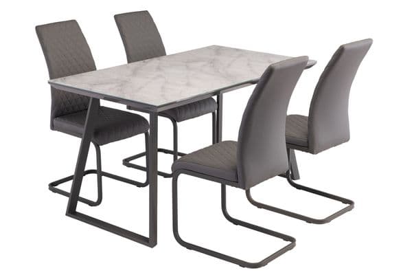 Dinero Grey Marble 140cm Wide Dining Table - ALD03GREYM