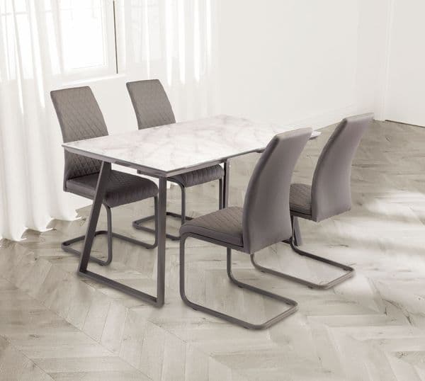 Dinero Grey Marble 140cm Wide Dining Table - ALD03GREYM