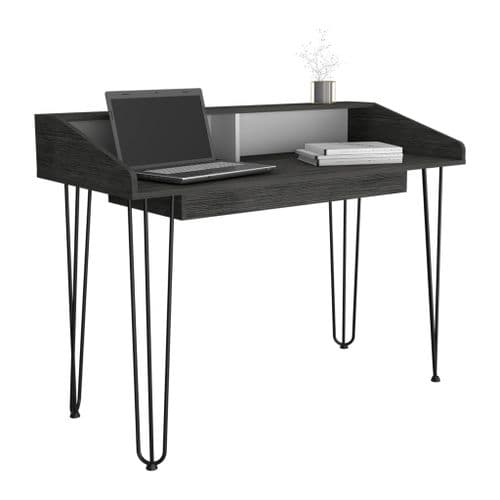 Dova Modern Carbon Grey Desk With Metal Legs - DL107