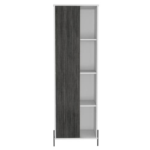 Dova Tall Storage Display Cabinet With 1 Door in White and Carbon Grey - DL903