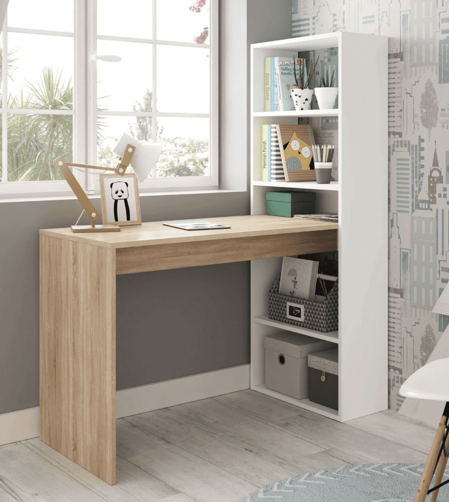 Duplex Floating Desk with Bookshelf in White by furniturefactor