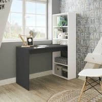 Duplex White and Grey Effect Computer Desk Table with Bookcase - 0Z8314A