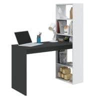 Duplex White and Grey Effect Computer Desk Table with Bookcase - 0Z8314A