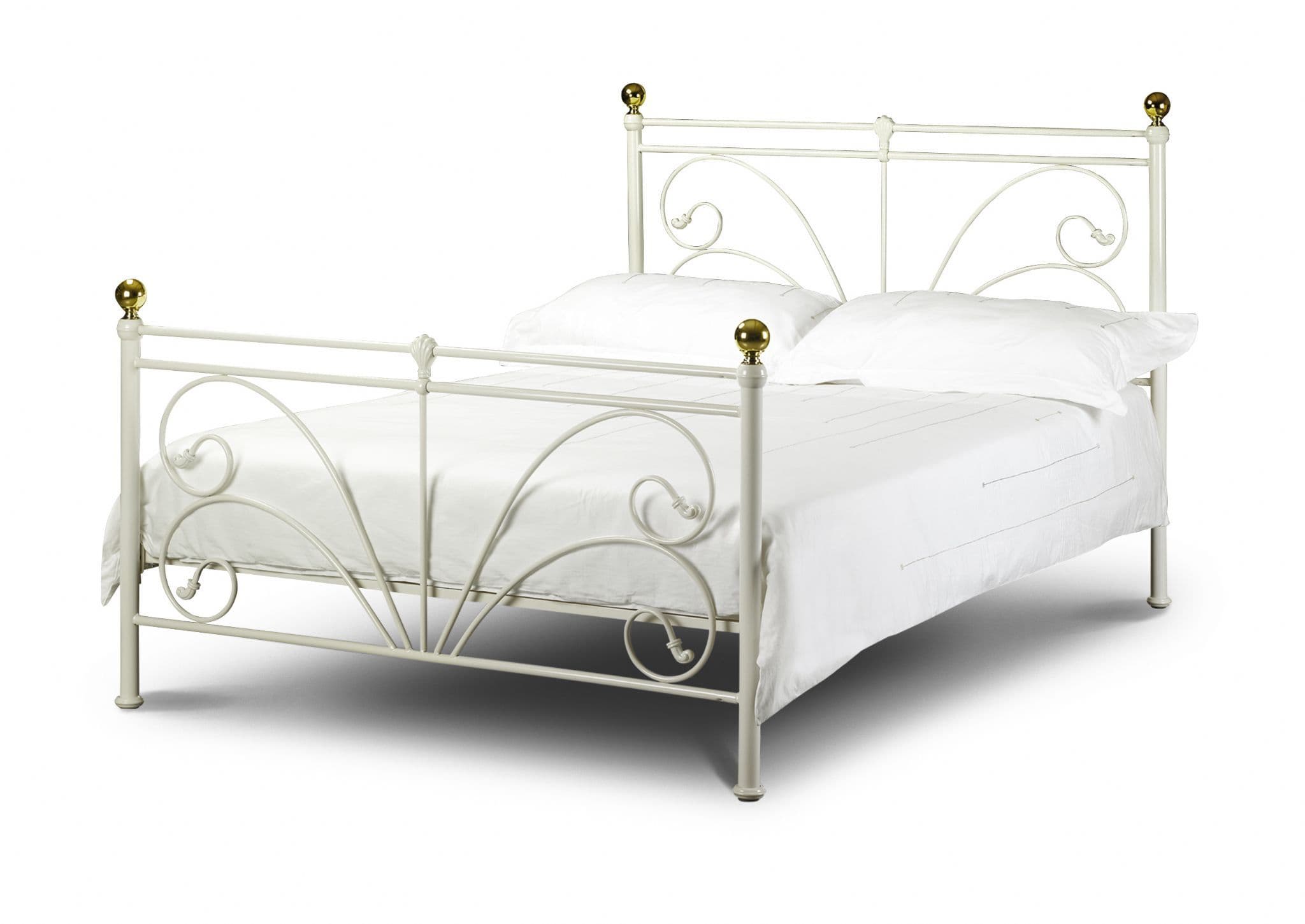 Elche Ivory With Gold Finish Metal Single Bed JB110