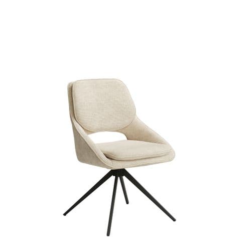 Eldora Off White Chenille Weave Fabric Swivel Dining Chair 25LD
