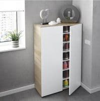 Elfy Large White And Oak Effect 30 Pairs Shoe Cupboard Cabinet 017817F S/O