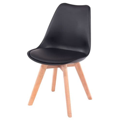 Elk Black Upholstered Plastic Chair With Wooden Legs ASCH2B (Pair)