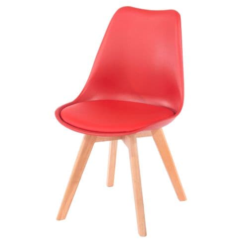 Elk Red Upholstered Plastic Chair With Wooden Legs ASCH2R (Pair)