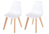 Elk White Plastic Chair With Wooden Legs ASCH5W (Pair)
