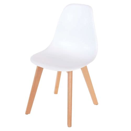 Elk White Plastic Chair With Wooden Legs ASCH5W (Pair)