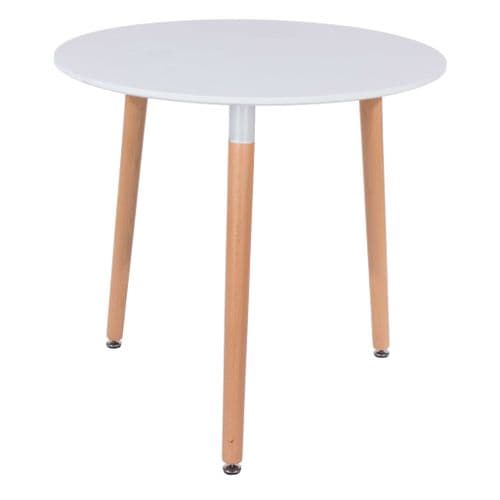 Elk White Round Table With Wooden Legs ASTB3