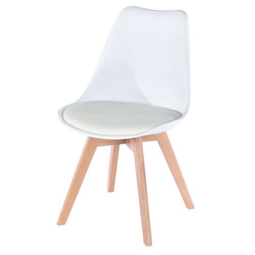 Elk White Upholstered Plastic Chair With Wooden Legs ASCH2W (Pair)