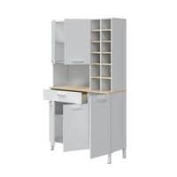 Elma Large Utility Room Kitchen Cupboard with Microwave Storage Section Bottle Rack 0F9960A - S/O