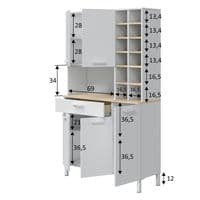 Elma Large Utility Room Kitchen Cupboard with Microwave Storage Section Bottle Rack 0F9960A - S/O