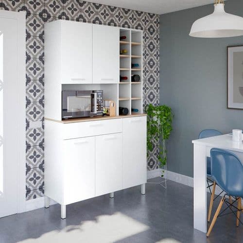 Elma Large Utility Room Kitchen Cupboard with Microwave Storage Section Bottle Rack 0F9960A - S/O