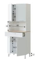 Elma Tall Utility Room Kitchen Pantry Cupboard with Microwave Storage Section