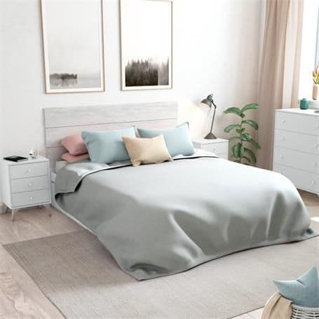 Elmi White and Grey Modern Headboard with Built in Bedside Cabinet Drawers - 036071A