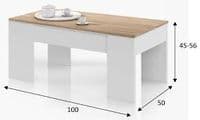 Emerge White And Oak Effect Coffee Table with Lift-up Storage - 0F1640AS/O