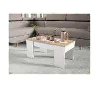 Emerge White And Oak Effect Coffee Table with Lift-up Storage - 0F1640AS/O