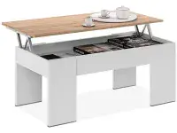 Emerge White And Oak Effect Coffee Table with Lift-up Storage - 0F1640AS/O