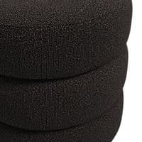 Emira Black Boucle Fabric Round Pouffe - 25LD