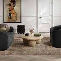 Emira Black Boucle Fabric Round Pouffe - 25LD