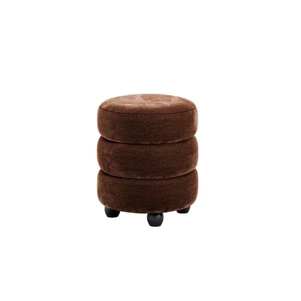 Emira Brandi Chenille Velvet Round Pouffe - 25LD