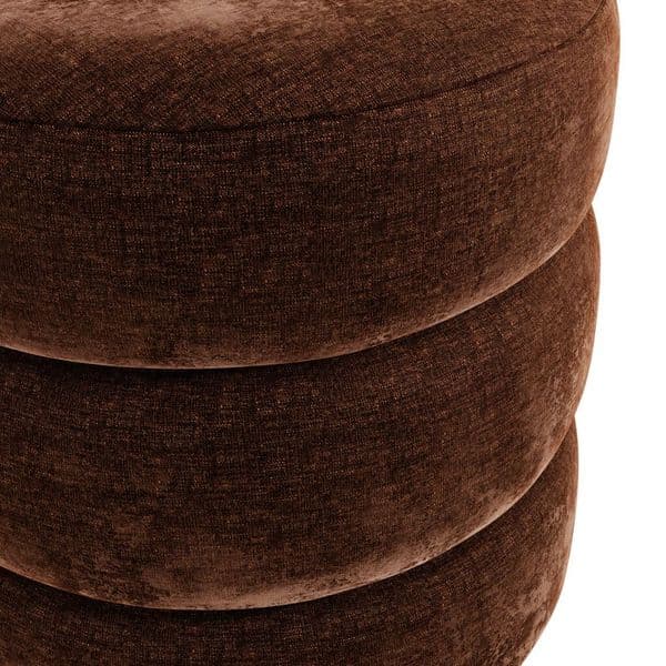 Emira Brandi Chenille Velvet Round Pouffe - 25LD
