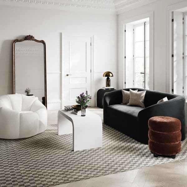 Emira Brandi Chenille Velvet Round Pouffe - 25LD