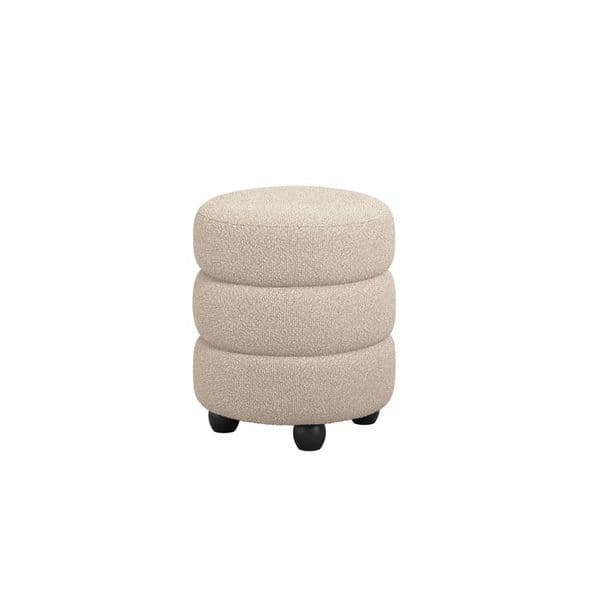 Emira Buff Boucle Fabric Round Pouffe - 25LD