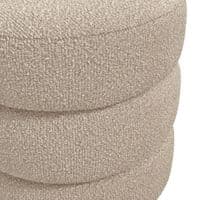 Emira Buff Boucle Fabric Round Pouffe - 25LD