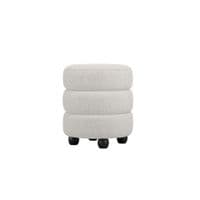 Emira Ivory Boucle Fabric Round Pouffe - 25LD