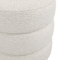 Emira Ivory Boucle Fabric Round Pouffe - 25LD