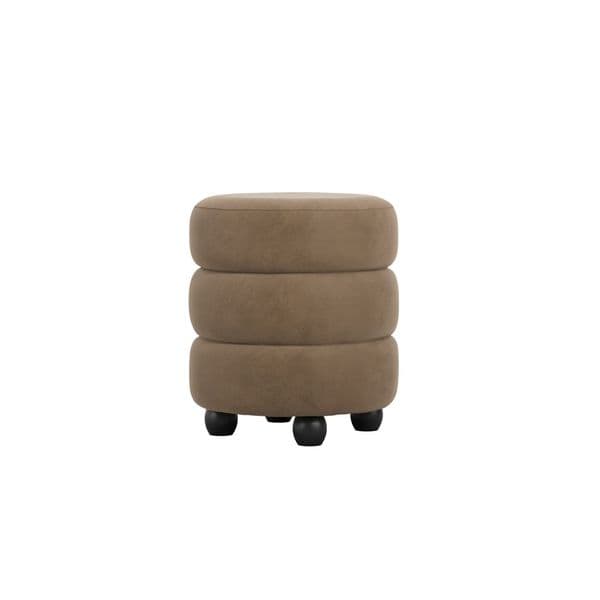 Emira Mole Velvet Fabric Round Pouffe - 25LD