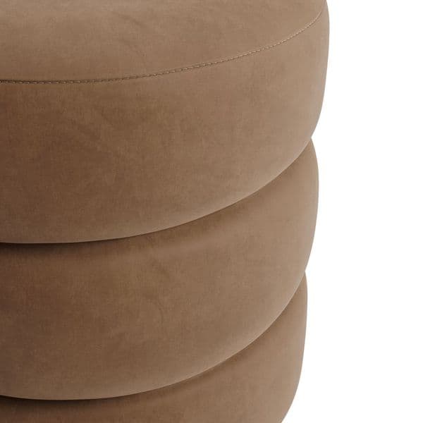 Emira Mole Velvet Fabric Round Pouffe - 25LD