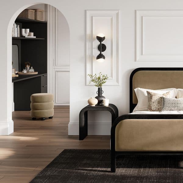 Emira Mole Velvet Fabric Round Pouffe - 25LD