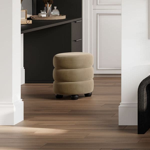 Emira Mole Velvet Fabric Round Pouffe - 25LD