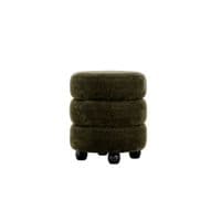Emira Olive Chenille Fabric Round Pouffe - 25LD