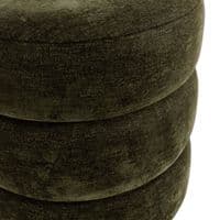 Emira Olive Chenille Fabric Round Pouffe - 25LD