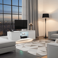 Emone Large White Gloss Tall TV Cabinet with LED Lights for TV up to 70 inch