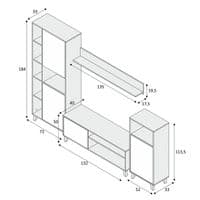 Enzo White And Concrete Grey Effect Large TV Entertainment Wall Unit Cabinet 016686L/O