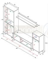 Enzo White And Concrete Grey Effect Large TV Entertainment Wall Unit Cabinet 016686L/O