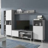 Enzo White And Concrete Grey Effect Large TV Entertainment Wall Unit Cabinet 016686L/O