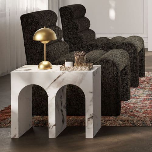 Erian Calacatta Marble Effect Large Side Table - 25LD