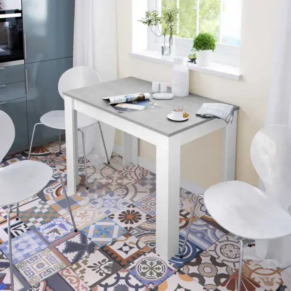 Erling White And Concrete Grey Effect Dining Table 0L4583A/O