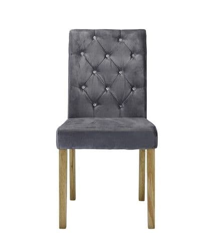 Essaouira Silver Velvet Diamante Dining Chair (Pack of 2) 22LD559