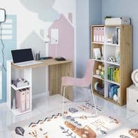 Evian Artic White and Oak Short Bookshelf Unit - 015419w