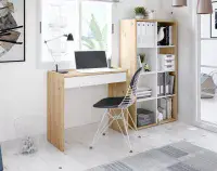 Evian Artic White and Oak Short Bookshelf Unit - 015419w