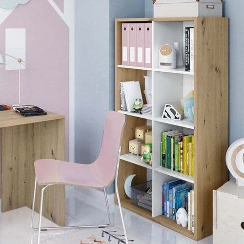 Evian Artic White and Oak Short Bookshelf Unit - 015419w