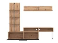 Evora Artisan Oak Effect And Black Entertaiment Center Wall TV Cabinet - 11011202 RZ